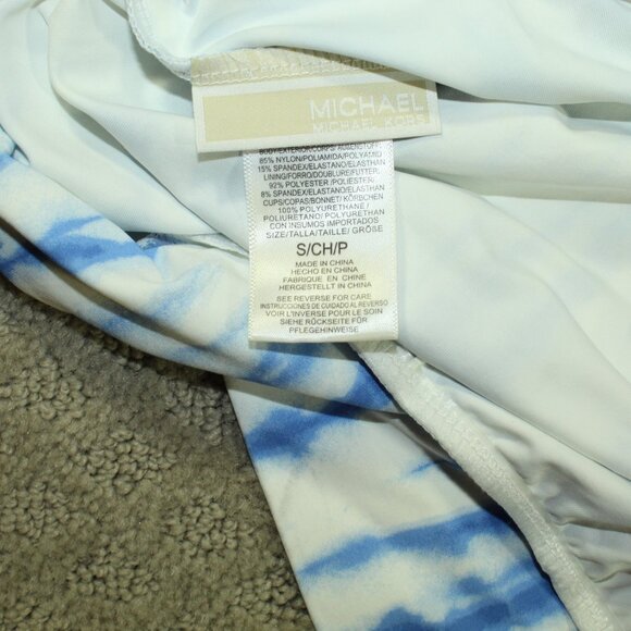 $106 Michael Kors Tie-Dye Tankini Grommet Removable Soft Cups Blue Size Small - Picture 4 of 6